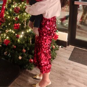 Red Sequin Skirt